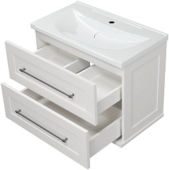 Misty Тумба с раковиной Марта 80 подвесная белая глянцевая – фотография-4